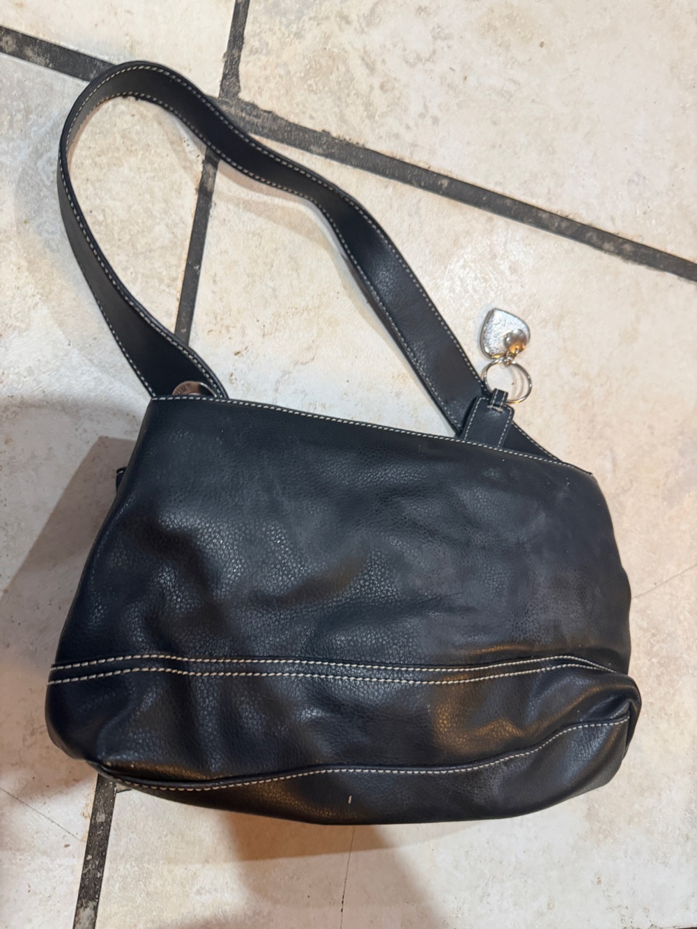 New Tommy Hilfiger Black Leather Shoulder Bag - with small coin purse